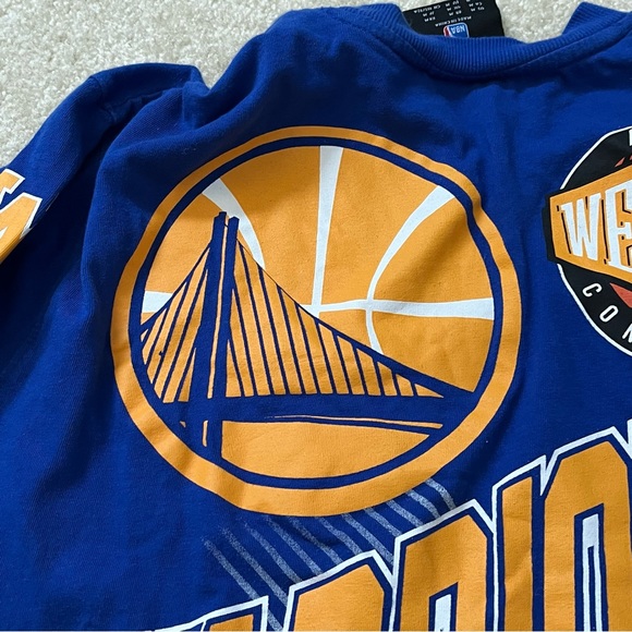 Golden State Warriors Shirt Mens Medium Blue Gold NBA Basketball Long Sleeve - Picture 8 of 14